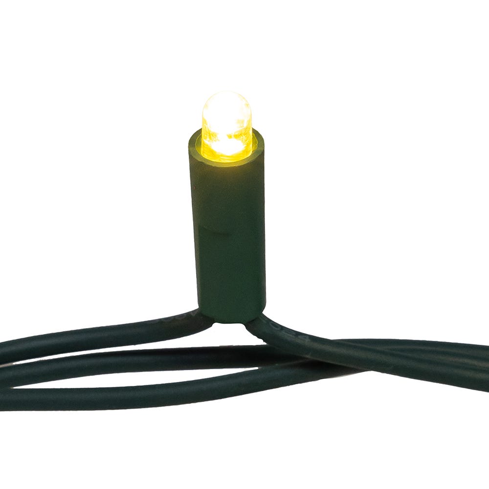 Kurt Adler 25.5-Foot UL 50-Light Convex Warm White 5MM LED Green Wire Light Set