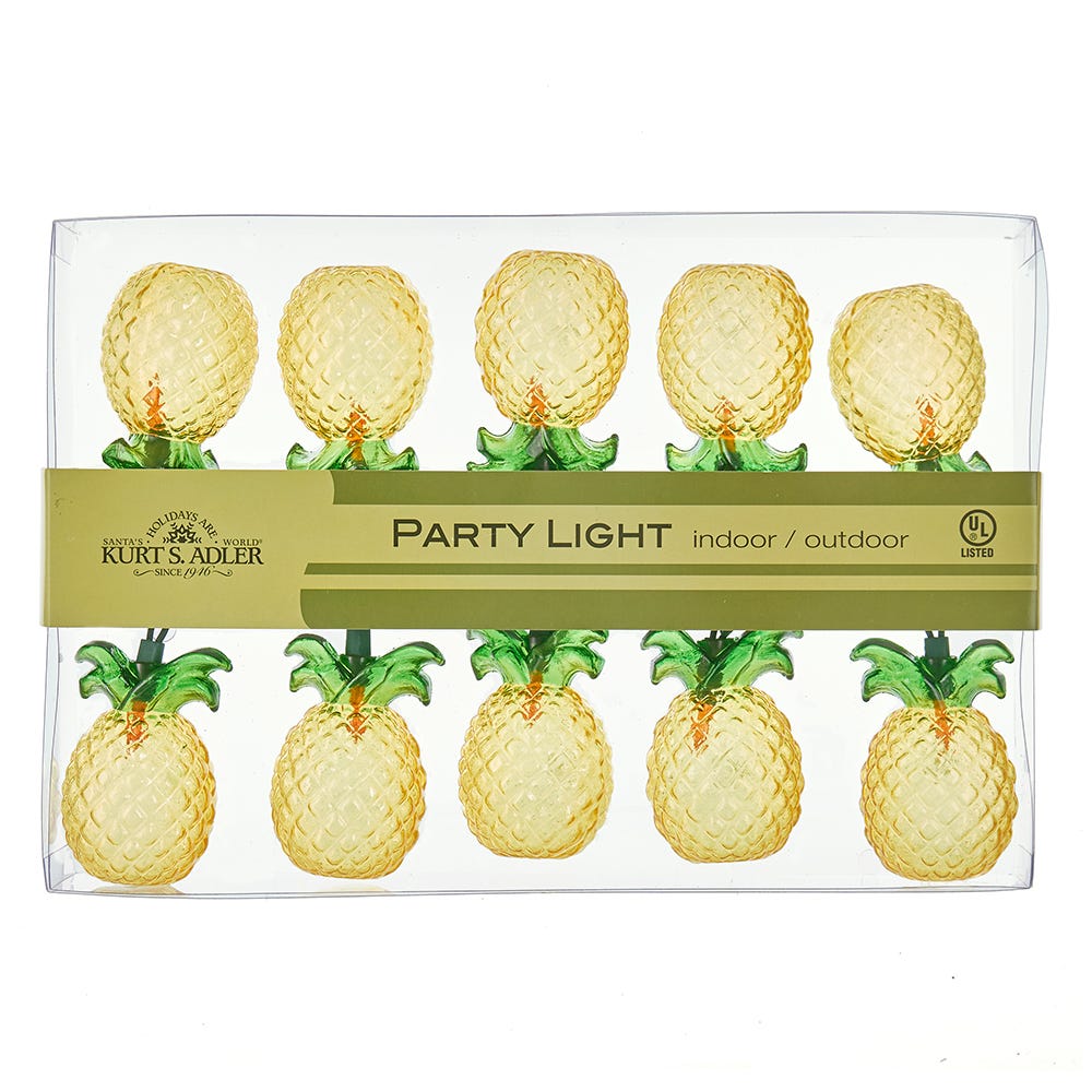 Kurt Adler 10-Light Glass-Look Pineapple Light Set
