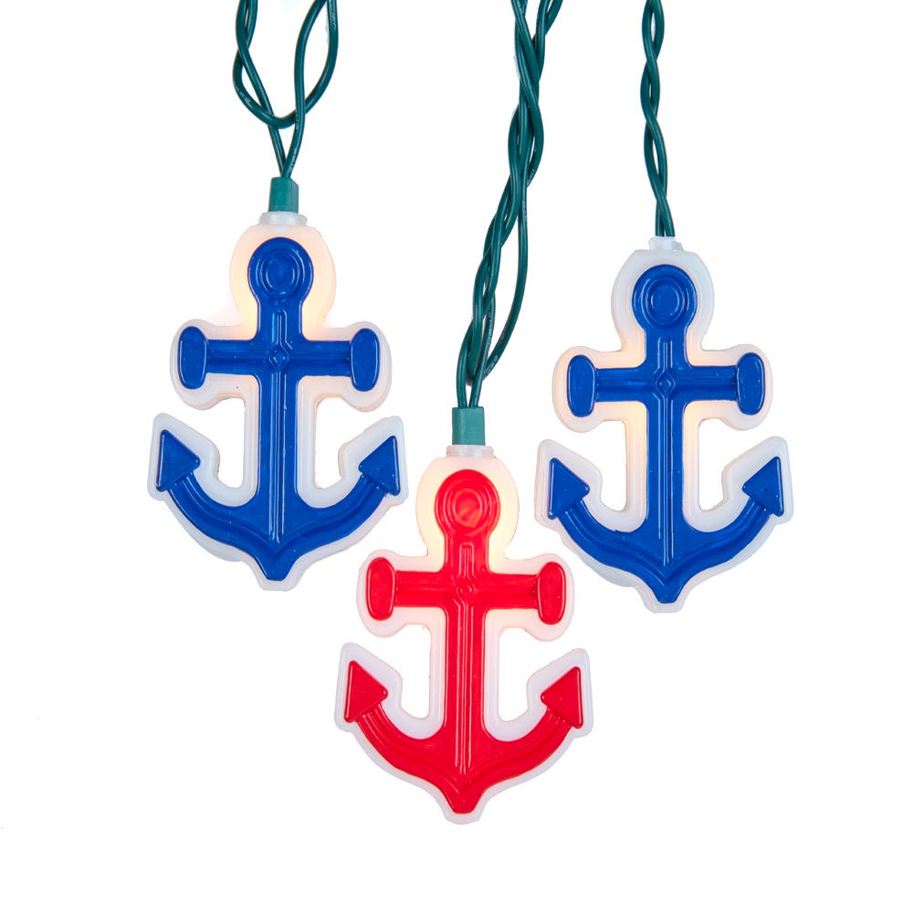 Kurt Adler UL 10-Light Red and Blue Anchor Light Set