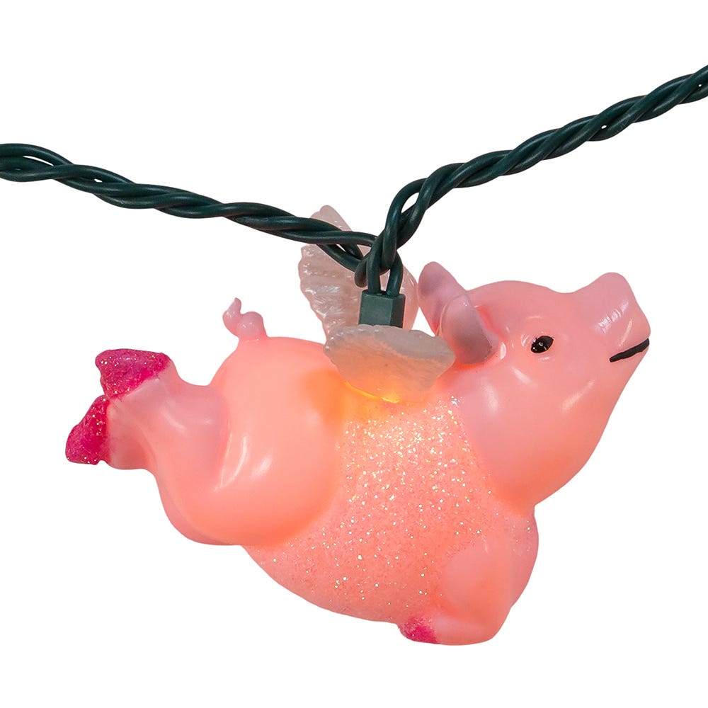 Kurt Adler UL 10-Light Flying Pig Light Set