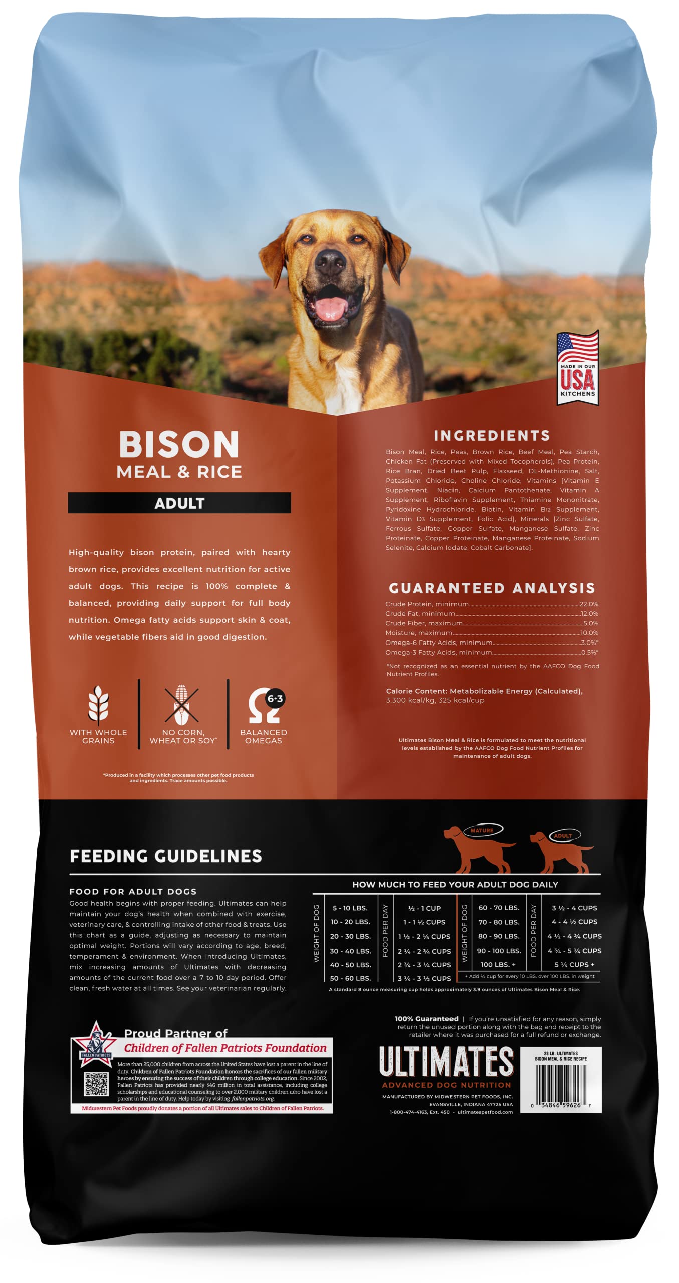 Ultimates Adult Bison Meal & Rice Dry Dog Food (28lb)