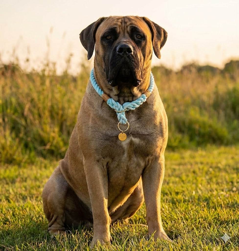 Glow Pups: Light Blue Stylish Rope Slip Dog Collar