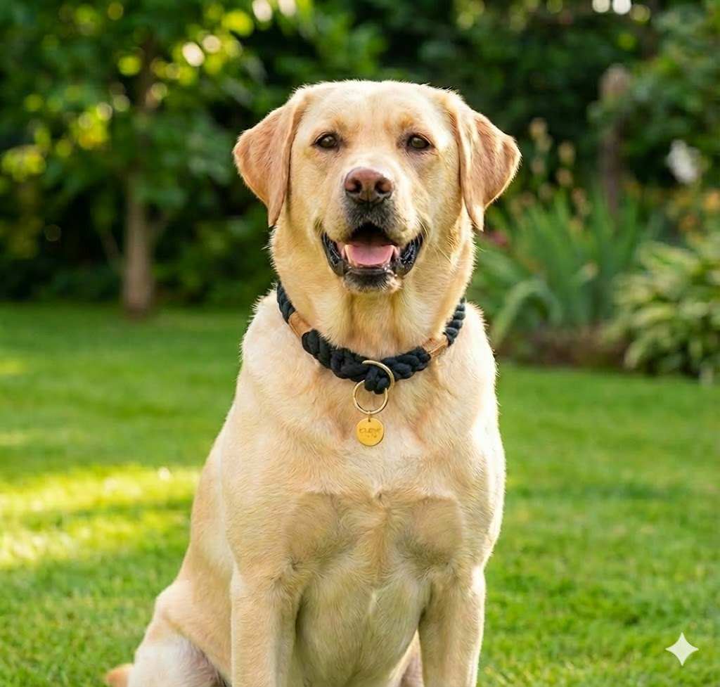 Glow Pups: Black Stylish Rope Slip Dog Collar