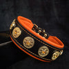 Bestia Dog Gear Genuine Leather Dog Collar - Orange
