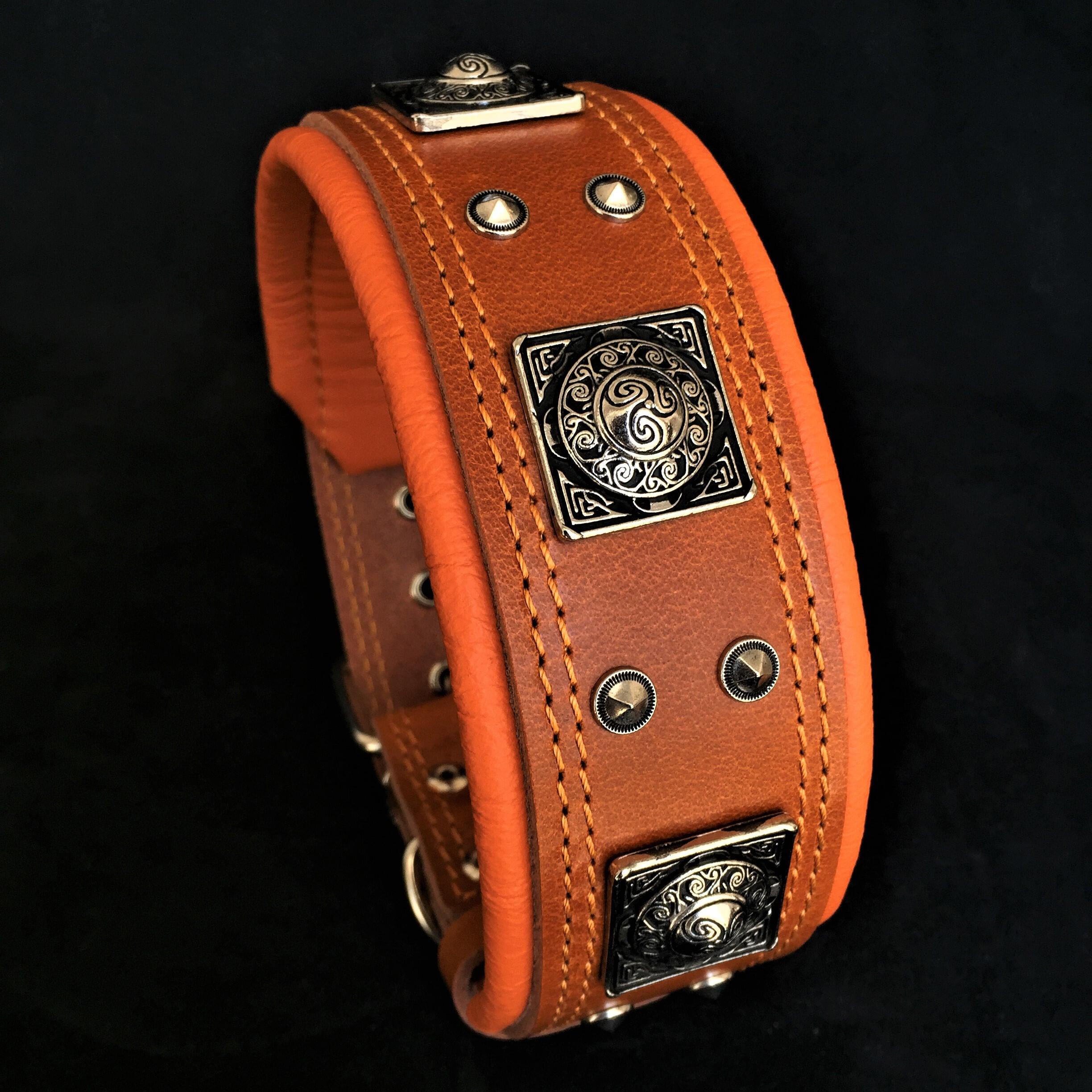 Bestia Dog Gear Genuine Leather Dog Collar - Brown 