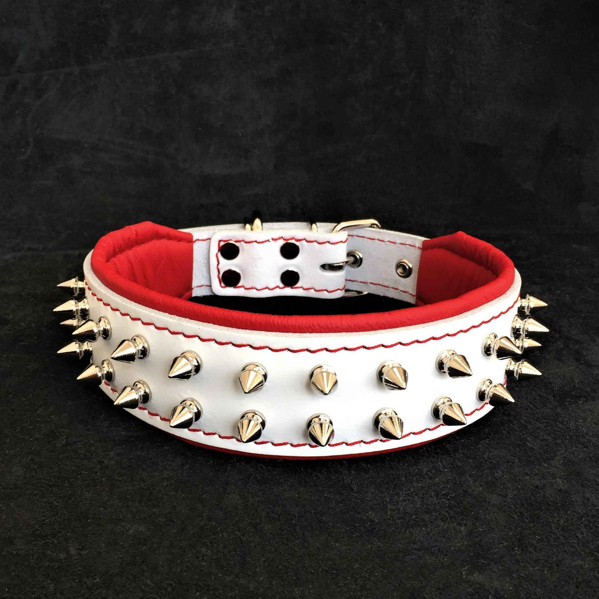 Bestia White Frenchie Leather Dog Collar