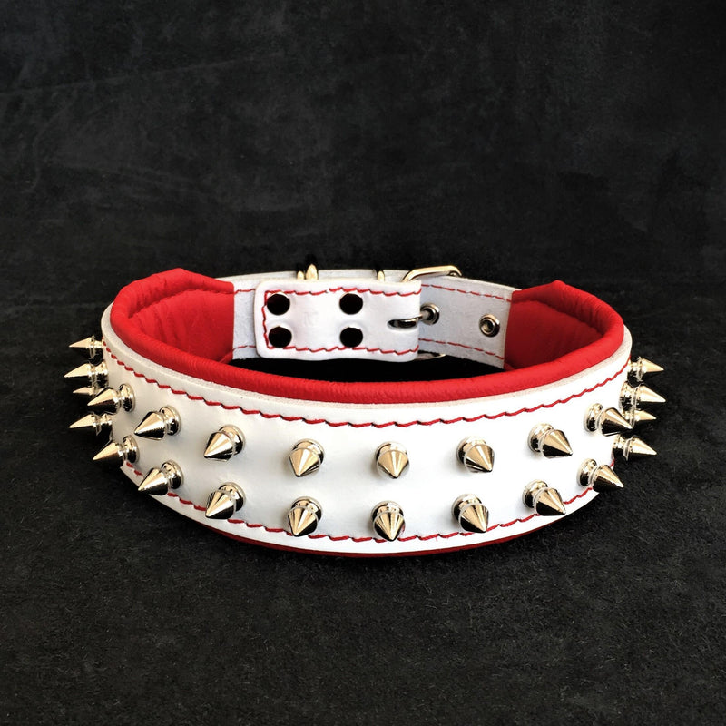 Bestia Dog Gear Genuine Leather Dog Collar - White 