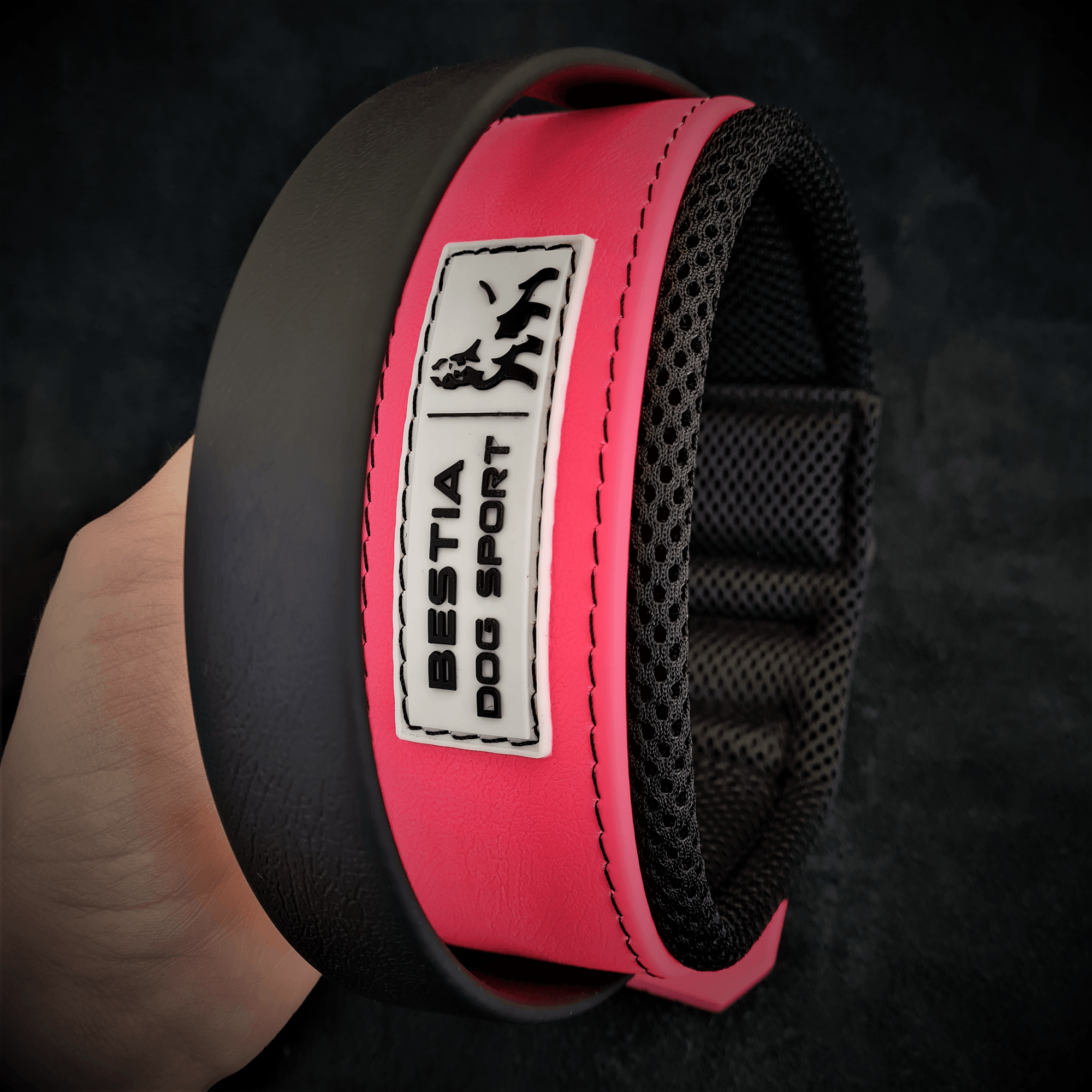 Bestia Dog Sport Handle Neon Pink Dog Collar