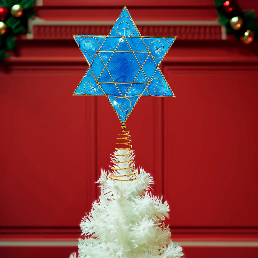 Kurt Adler Battery-Operated Hanukkah Tree Topper with LED Lights