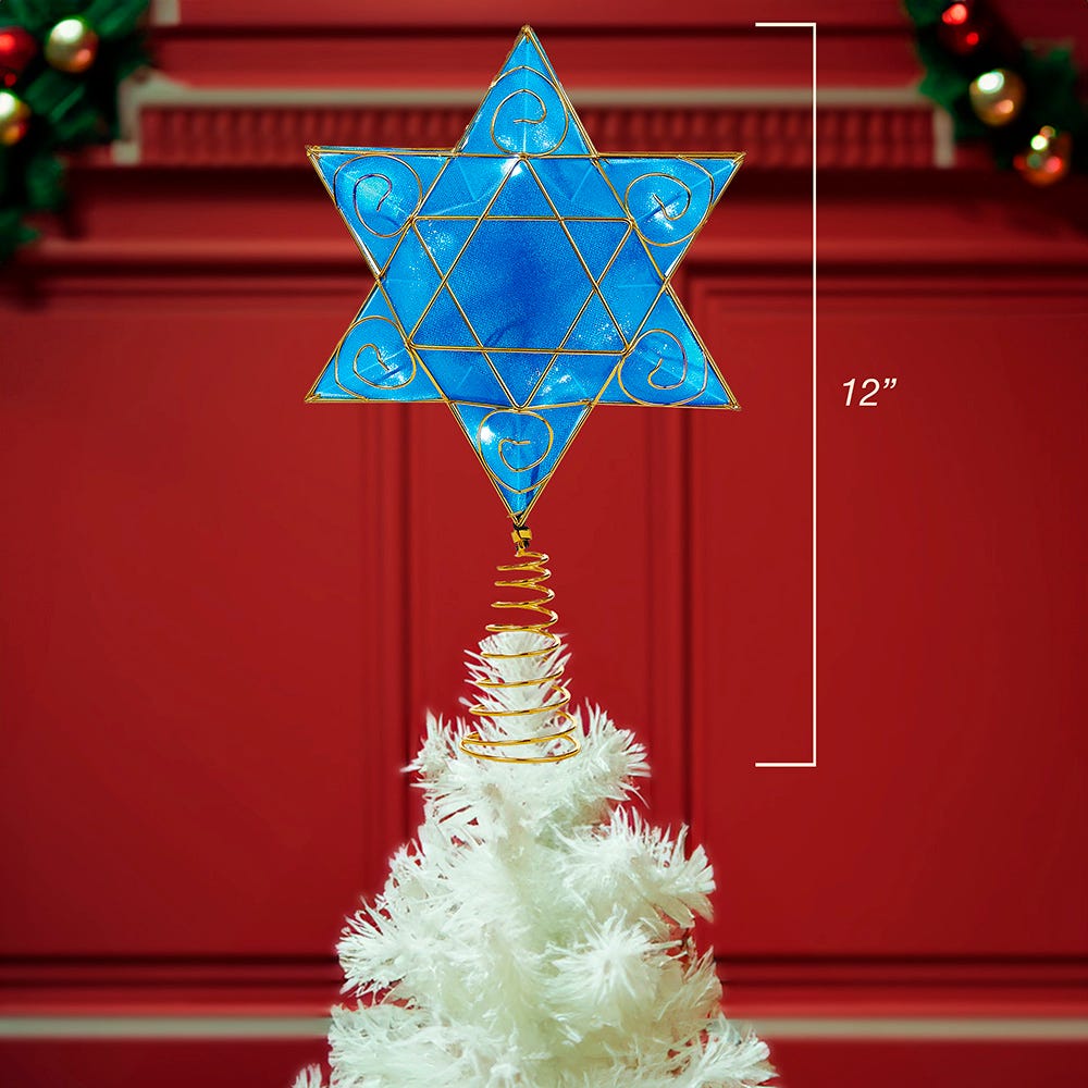 Kurt Adler Battery-Operated Hanukkah Tree Topper with LED Lights