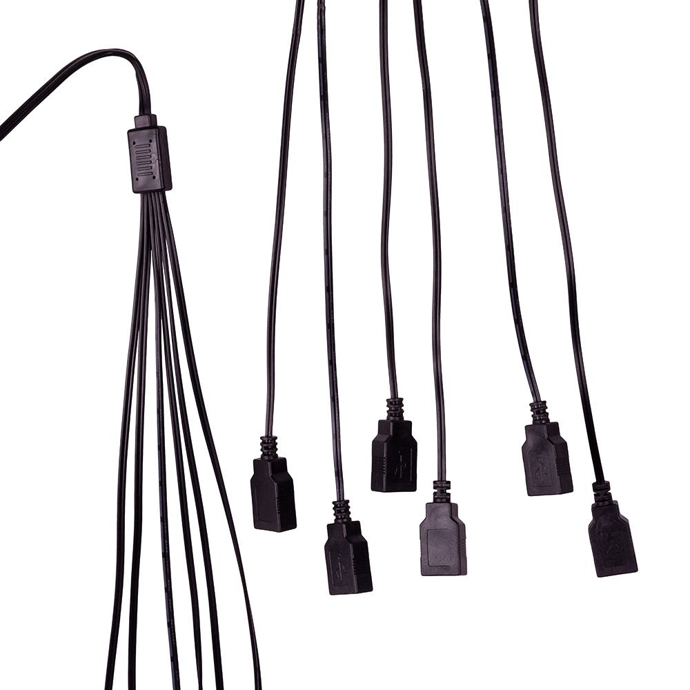 Kurt Adler 6-Foot USB Power Extension Cord+ with Black Wire and 6 Ports