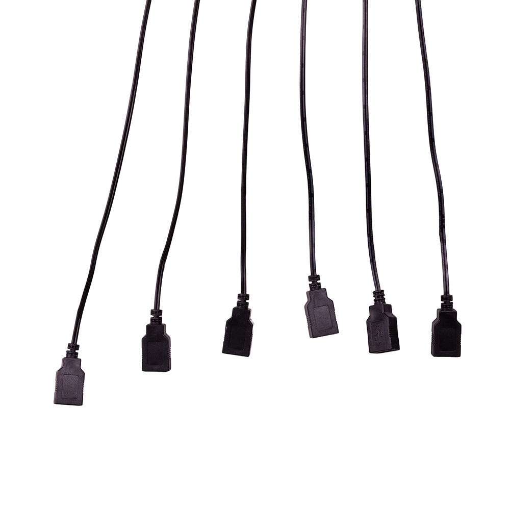 Kurt Adler 6-Foot USB Power Extension Cord+ with Black Wire and 6 Ports