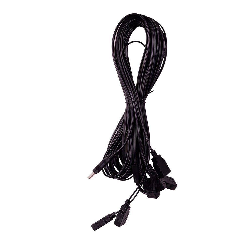 Kurt Adler 6-Foot USB Power Extension Cord+ with Black Wire and 6 Ports