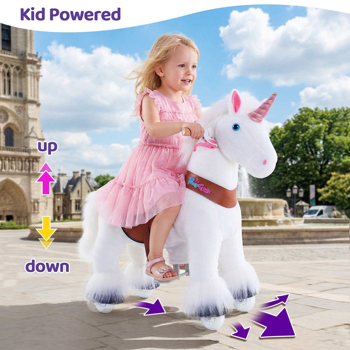 Model U Unicorn Ride-On Toy Age 3-4 White | HT Animal Supply