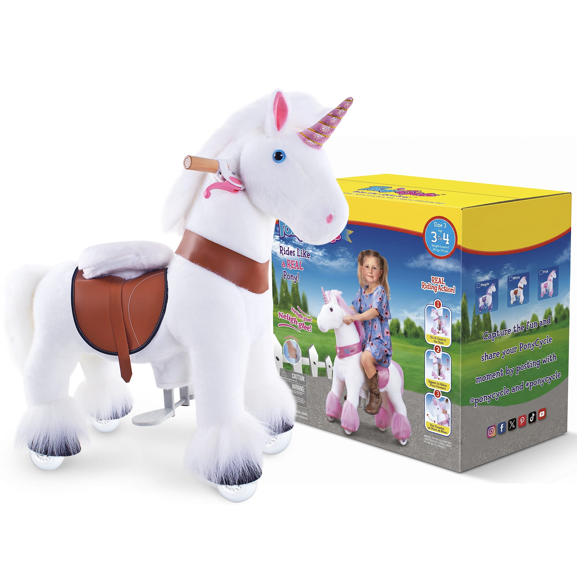 Model U Unicorn Ride-On Toy Age 3-4 White