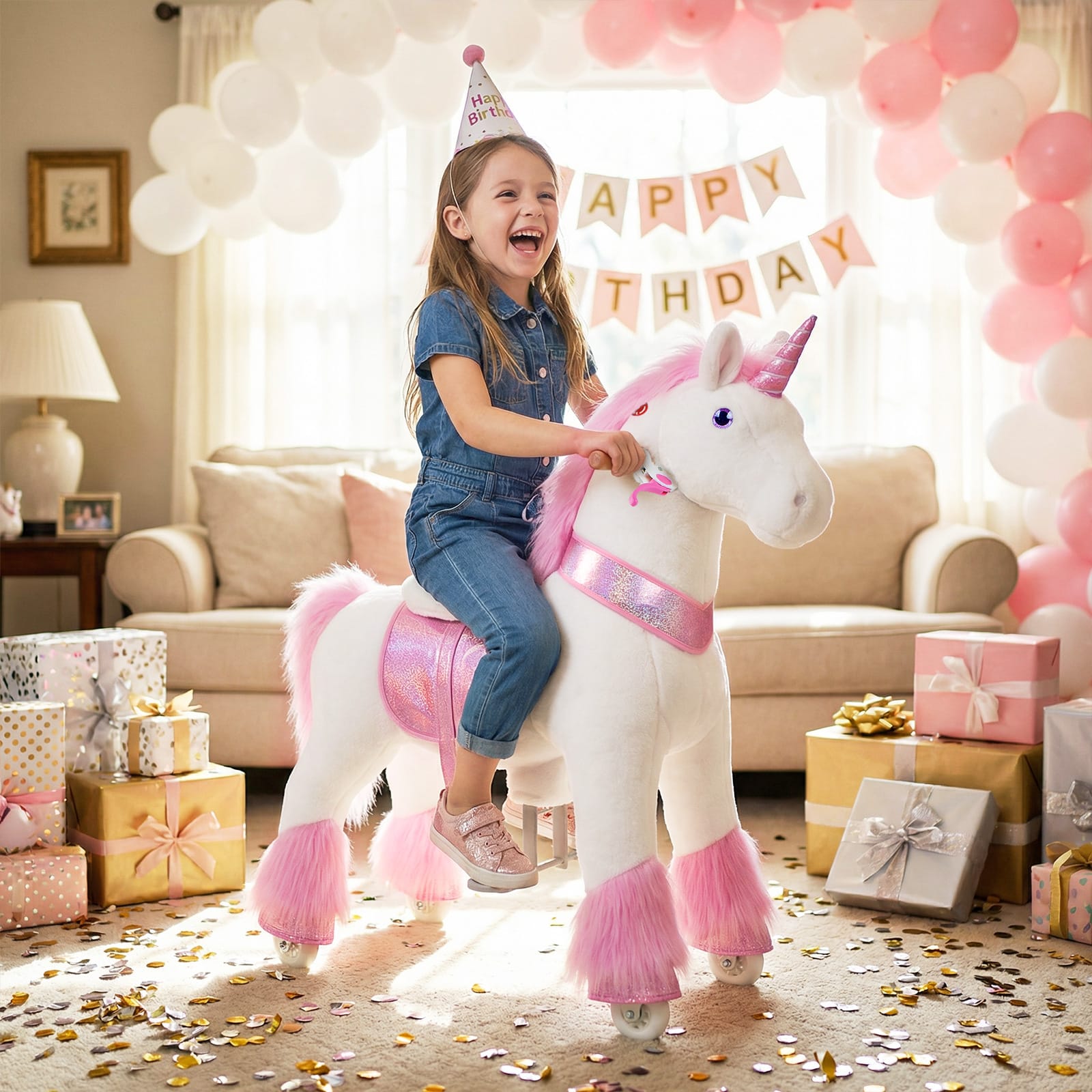 Model U Ride-On Unicorn Age 4-7 Pink