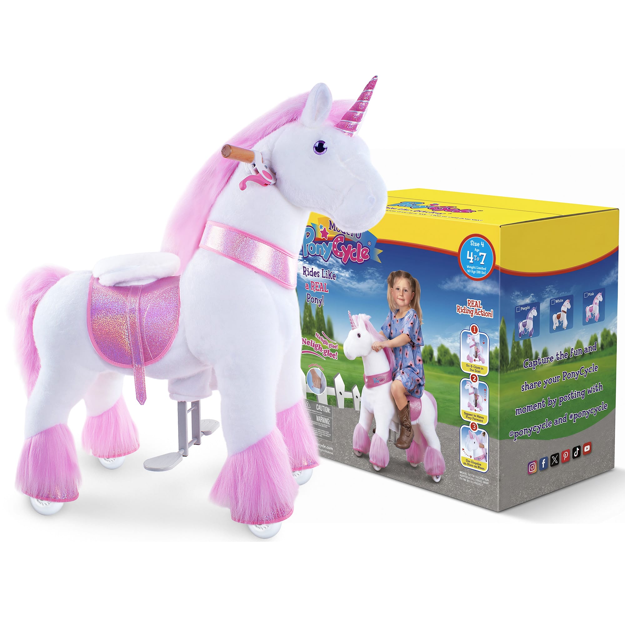 Model U Ride-On Unicorn Age 4-7 Pink