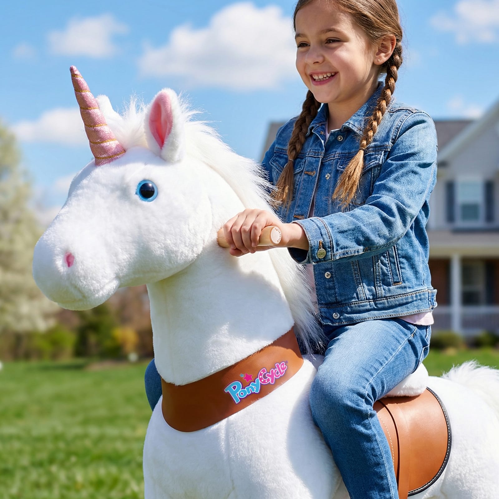 Model U Unicorn Riding Toy For Age 4-7 White