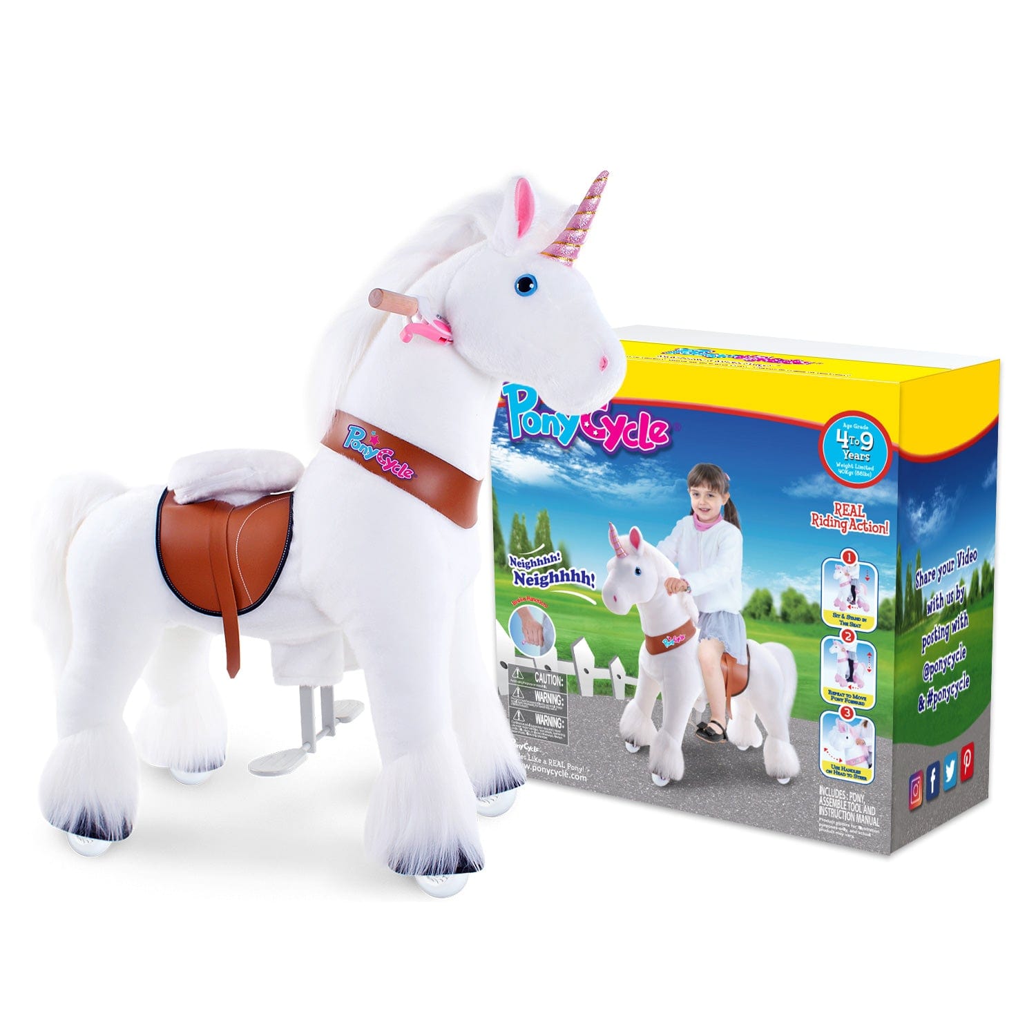 Model U Unicorn Riding Toy For Age 4-7 White