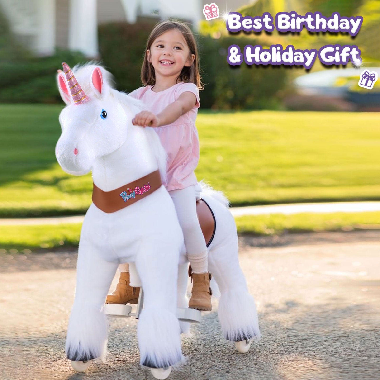 Model U Unicorn Riding Toy For Age 4-7 White