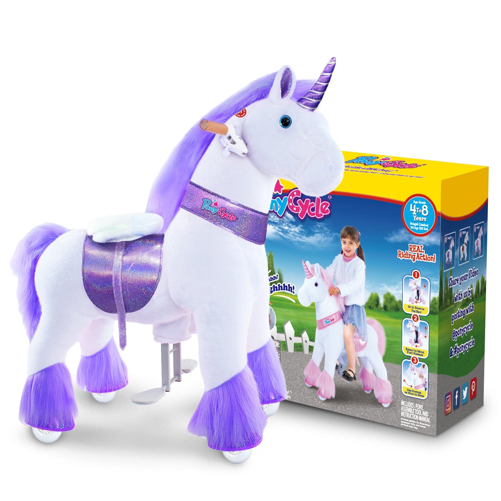 Model U Ride-On Unicorn Age 4-7 Purple