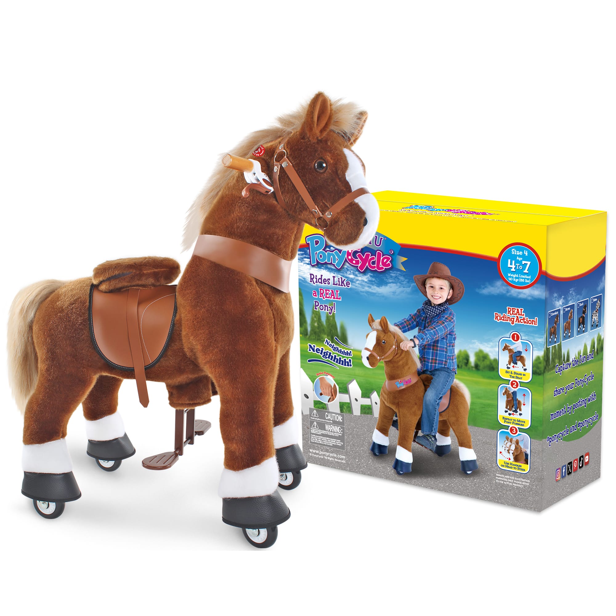 Model U RideOn Pony Toy Riding Horse Age 4-7 Brown
