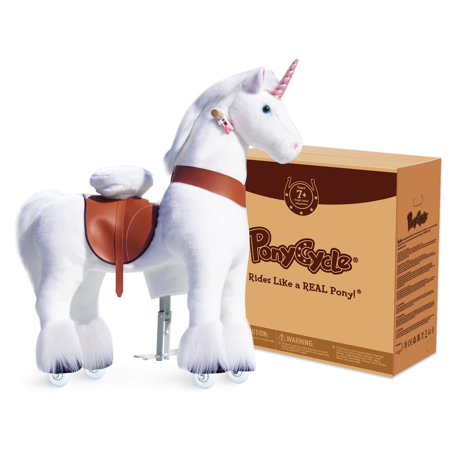 PonyCycle Unicorn Large Riding Unicorn White