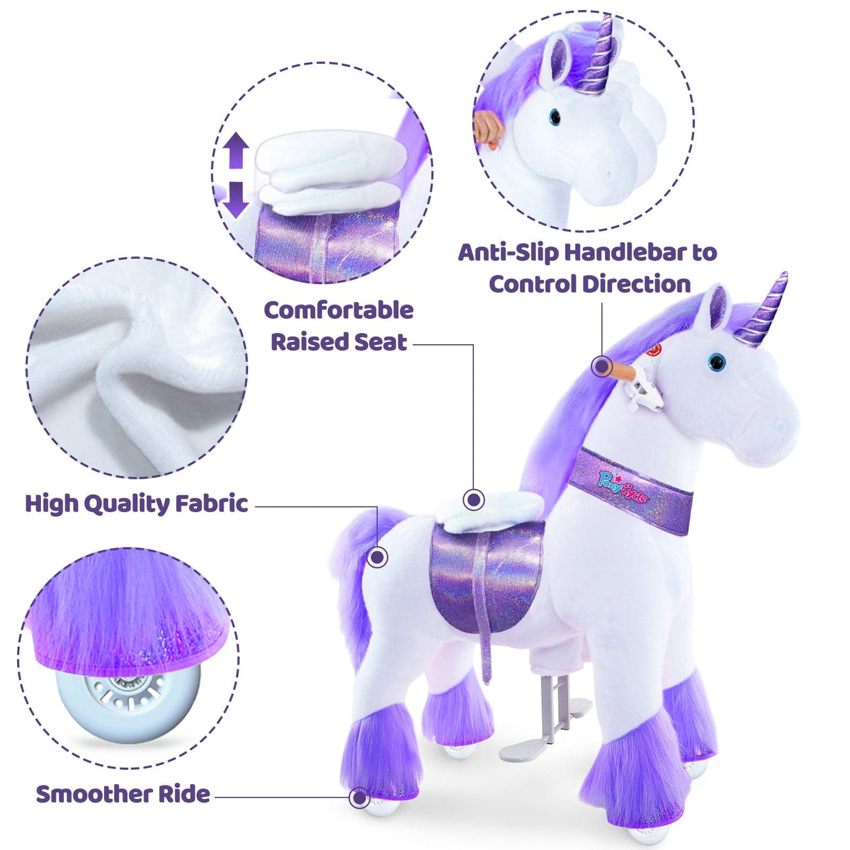 Model U Unicorn Ride-On Toy Age 7+ - Purple