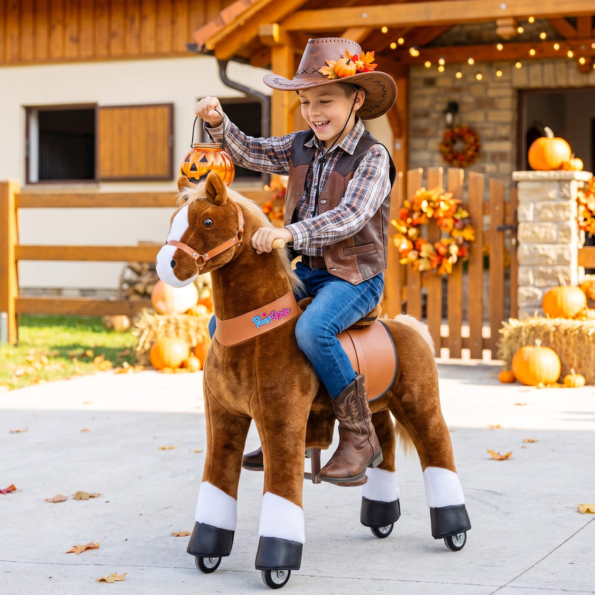 PonyCycle Large Ride On Horse Toy - Brown