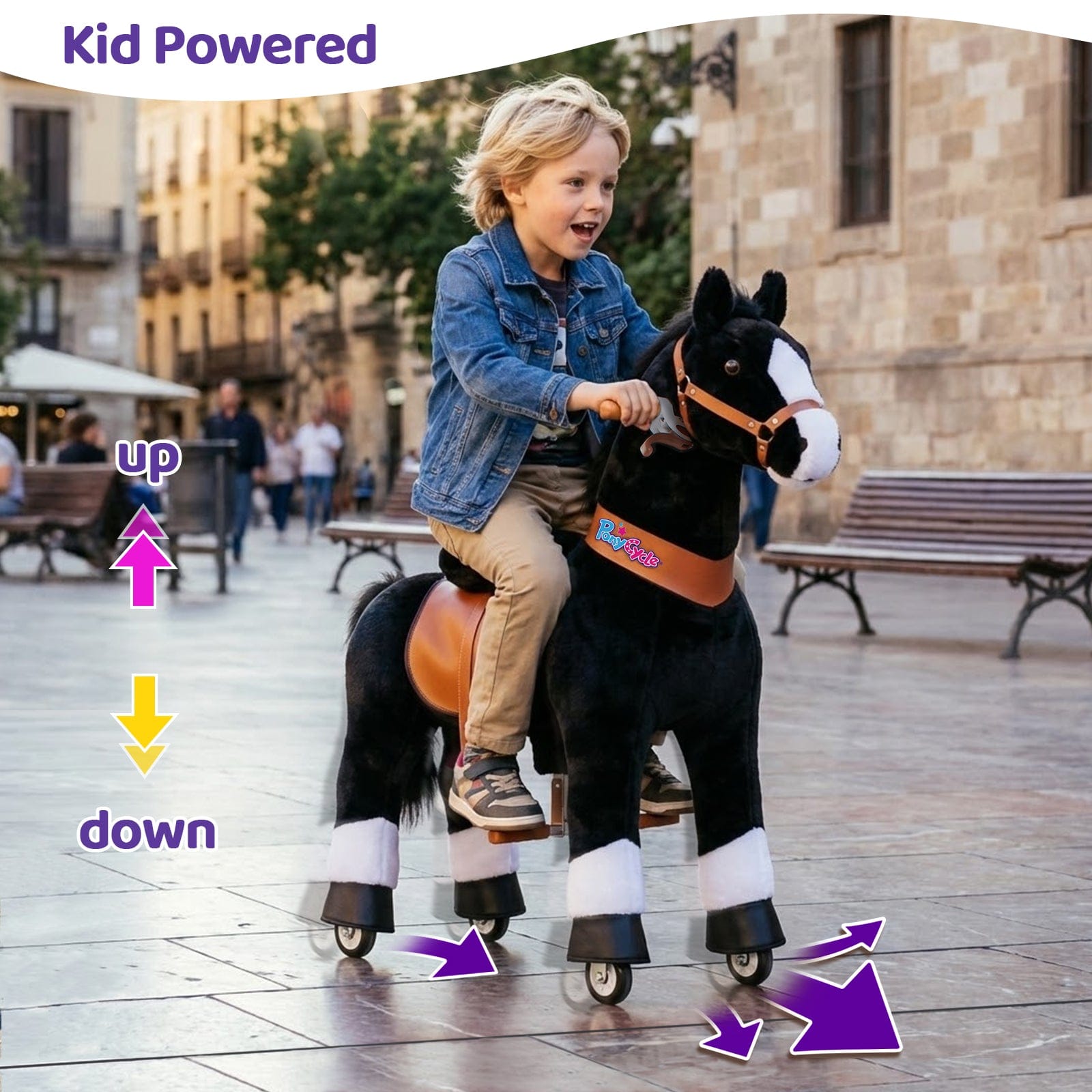 PonyCycle Large Ride On Horse Toy - Black