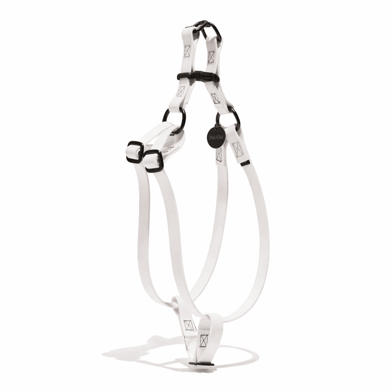 Water Resistant Cat & Dog Harness – White with Matte Black Hardware | Durable, Adjustable & All-Weather