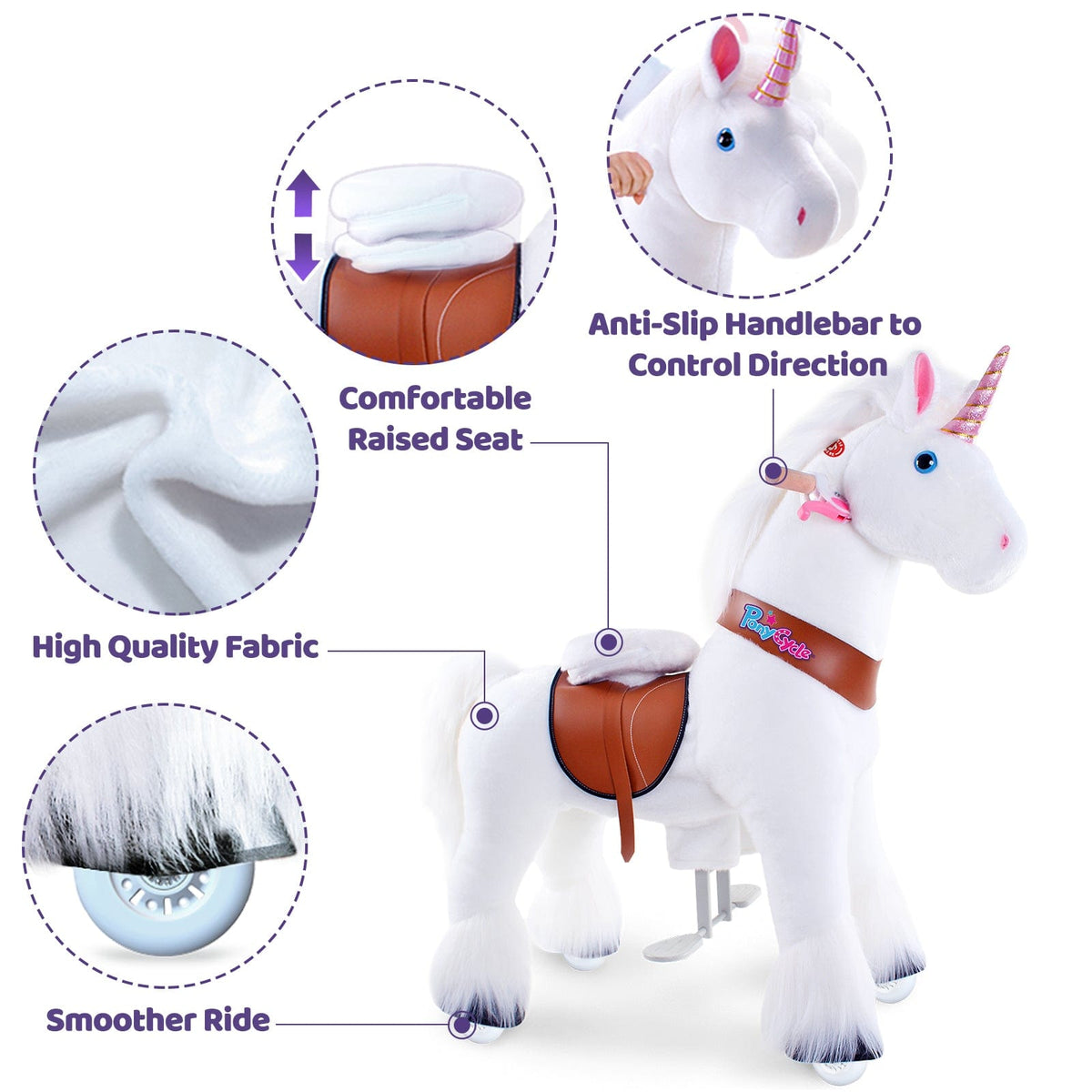 Model U Unicorn Ride-On Toy Age 3-4 White
