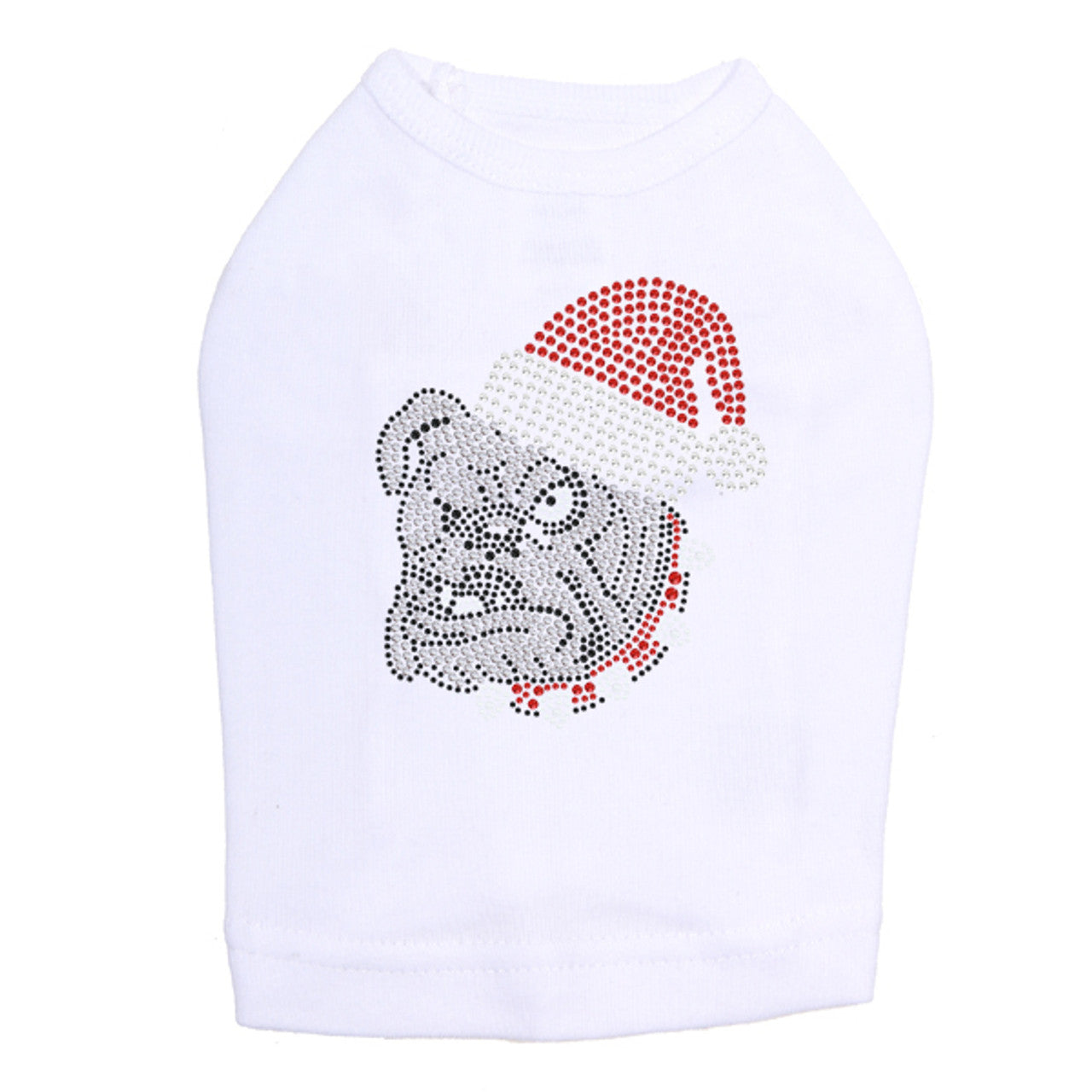 Bulldog Face (White) with Santa Hat - Dog Tank