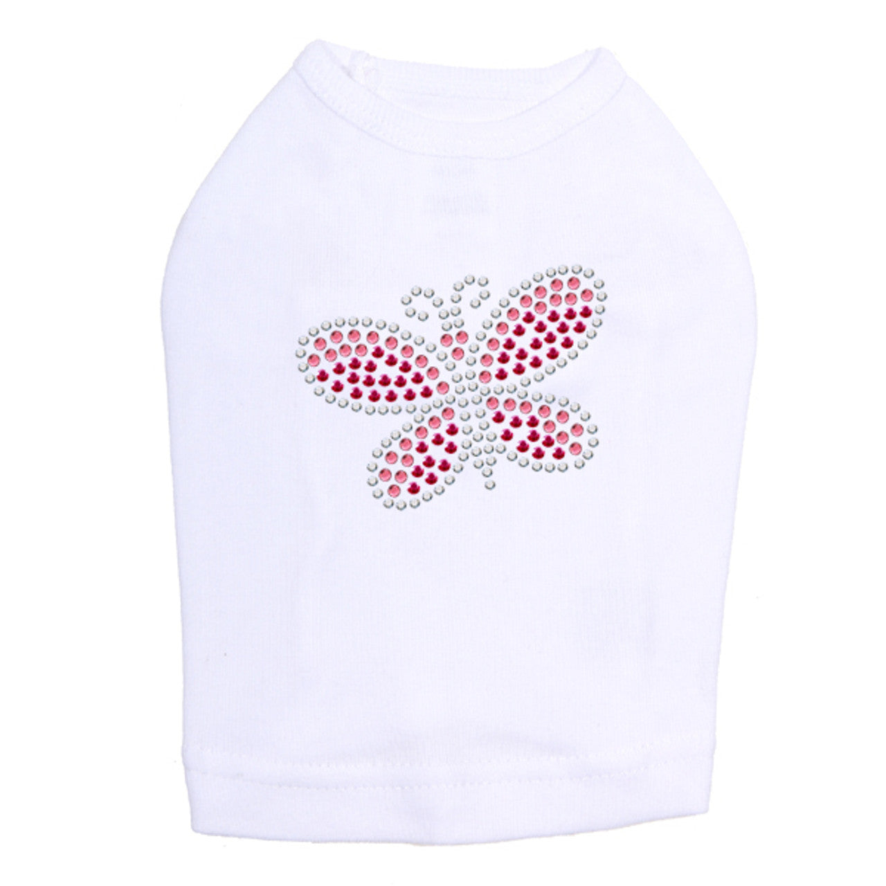 Pink Rhinestone & Rhinestud Butterfly - Dog Tank