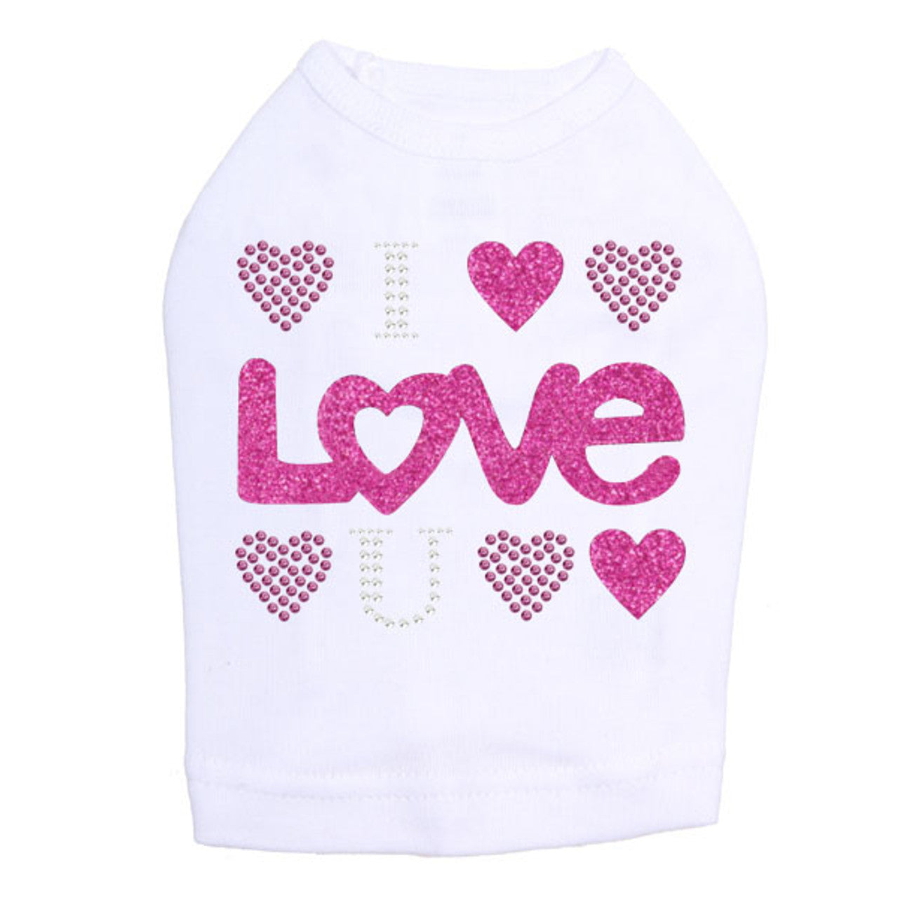 I Love You Pink Glitter - Dog Tank