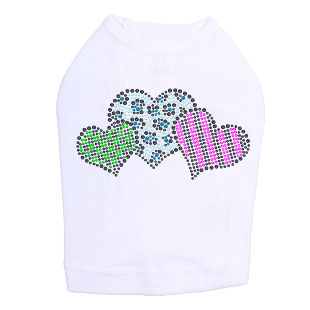 Leopard, Checks, & Stripes Multicolor Hearts - Dog Tank