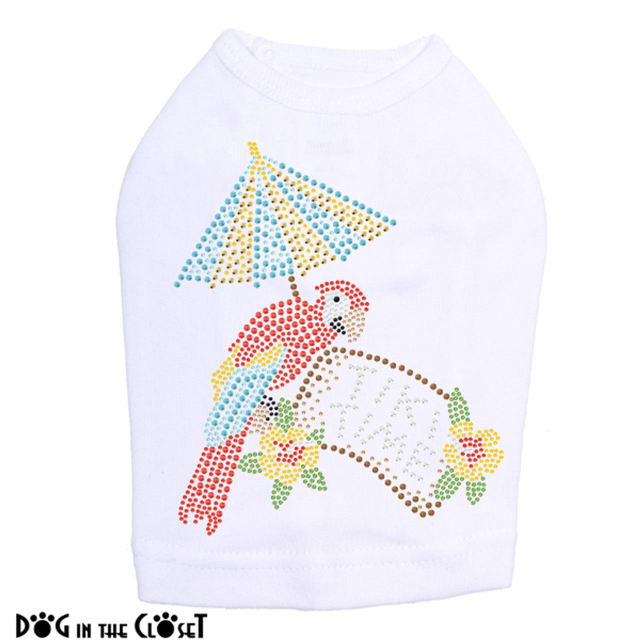 Tiki Time Parrot - Sleeveless Dog Tank