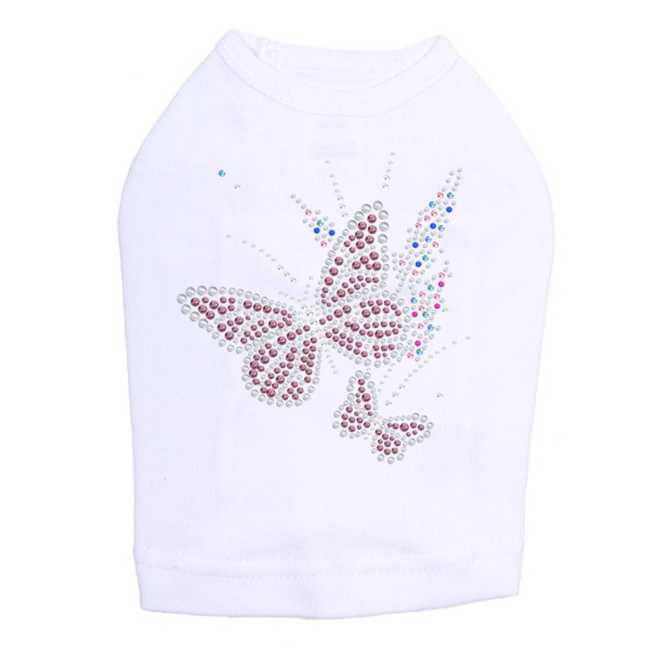 Pink Butterfly with Flowers - Dog Tank