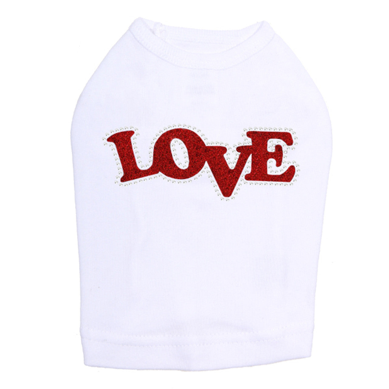 Love (Red Glitter) - Dog Tank