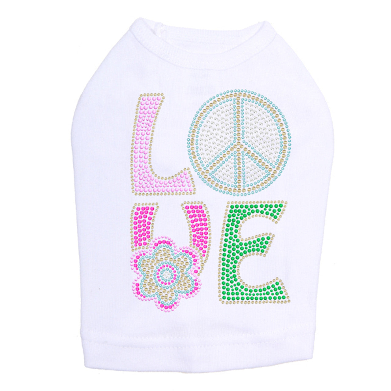 Love with Peace Sign & Flower - Dog Tank