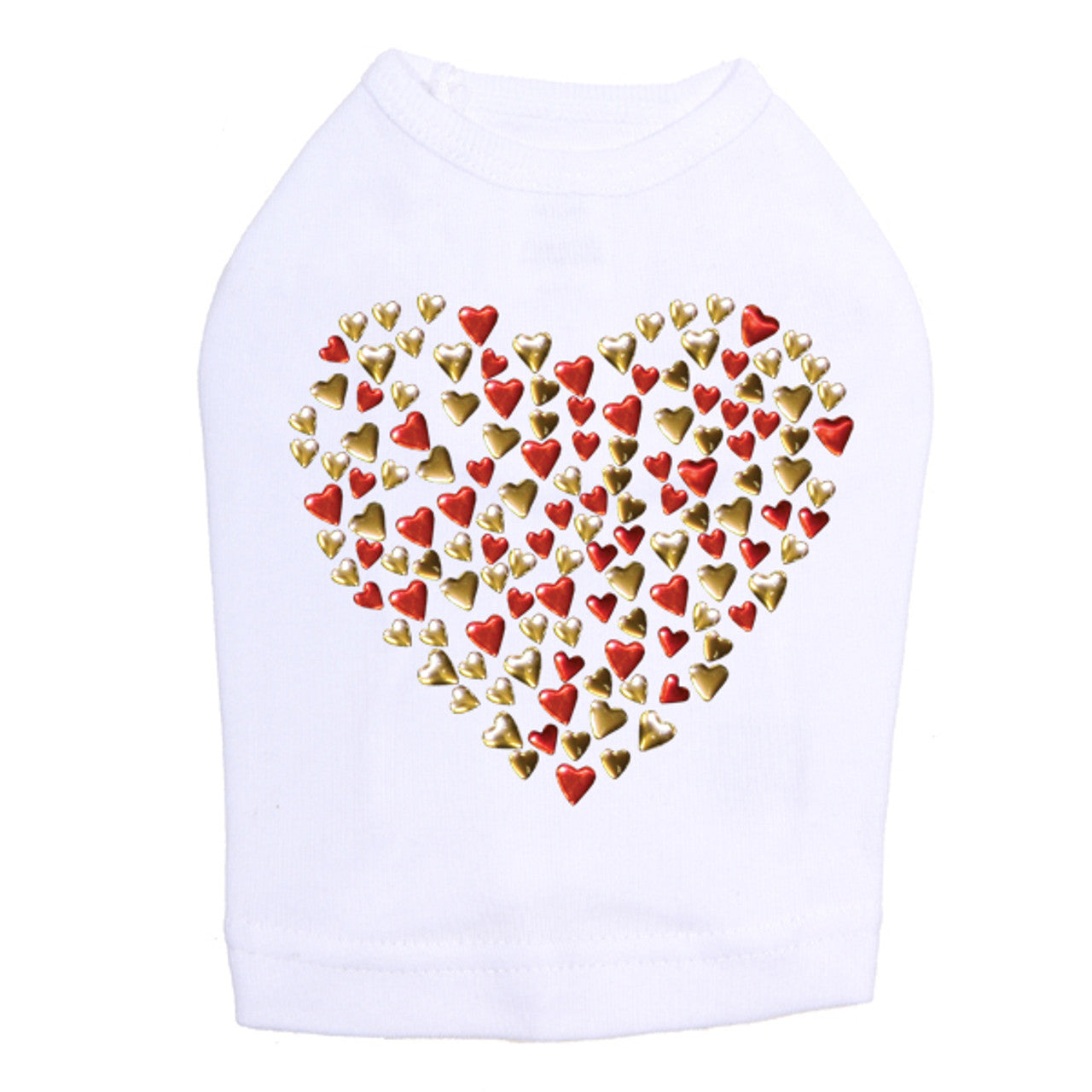 Red & Gold Nailhead Hearts - Dog Tank