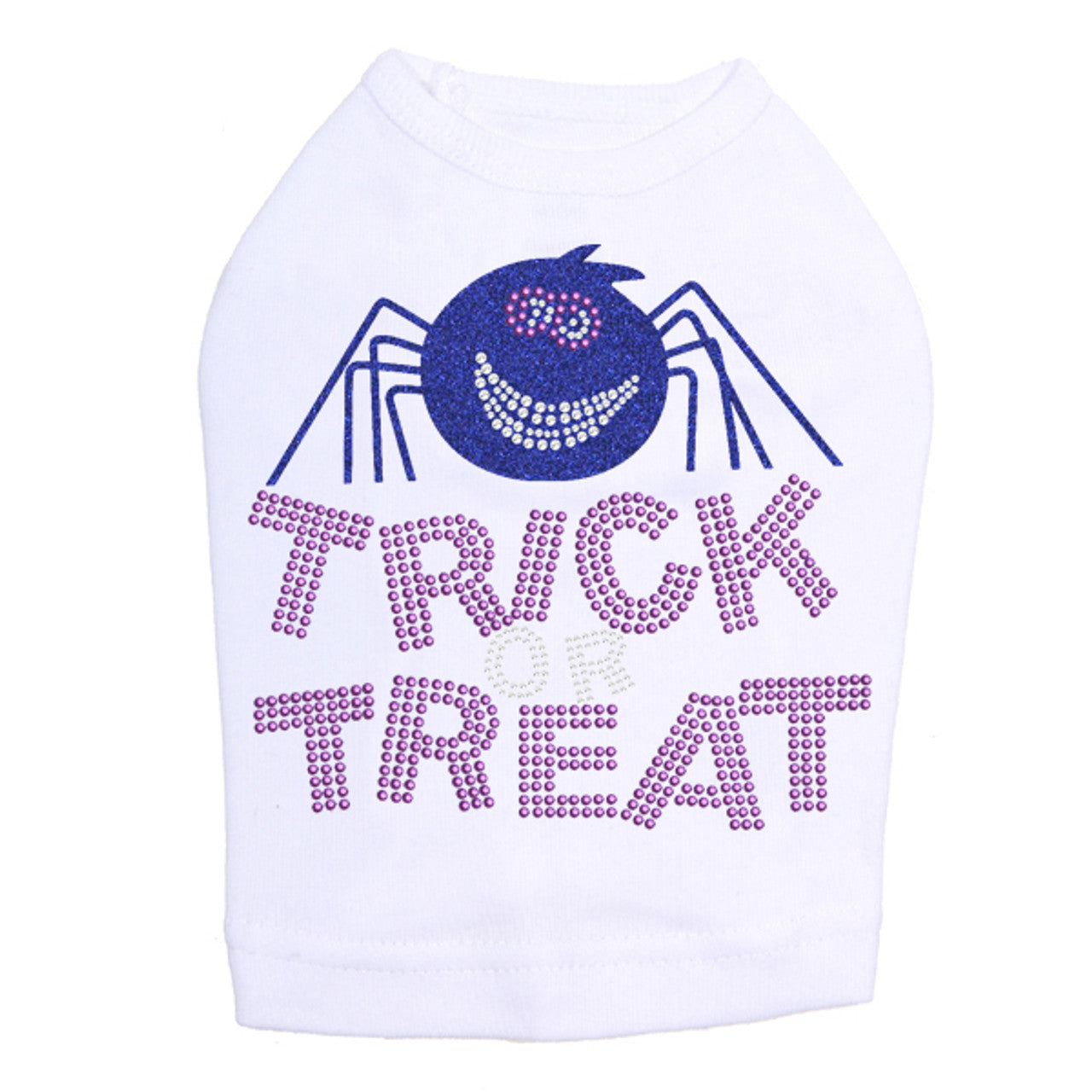 Trick or Treat with Blue Glitter Spider - Dog Tank