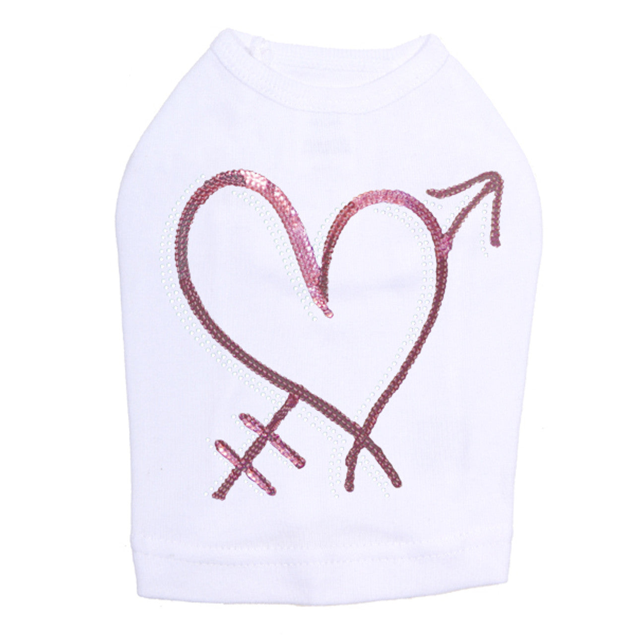 Pink Sequin Heart with Arrow - Dog Tank