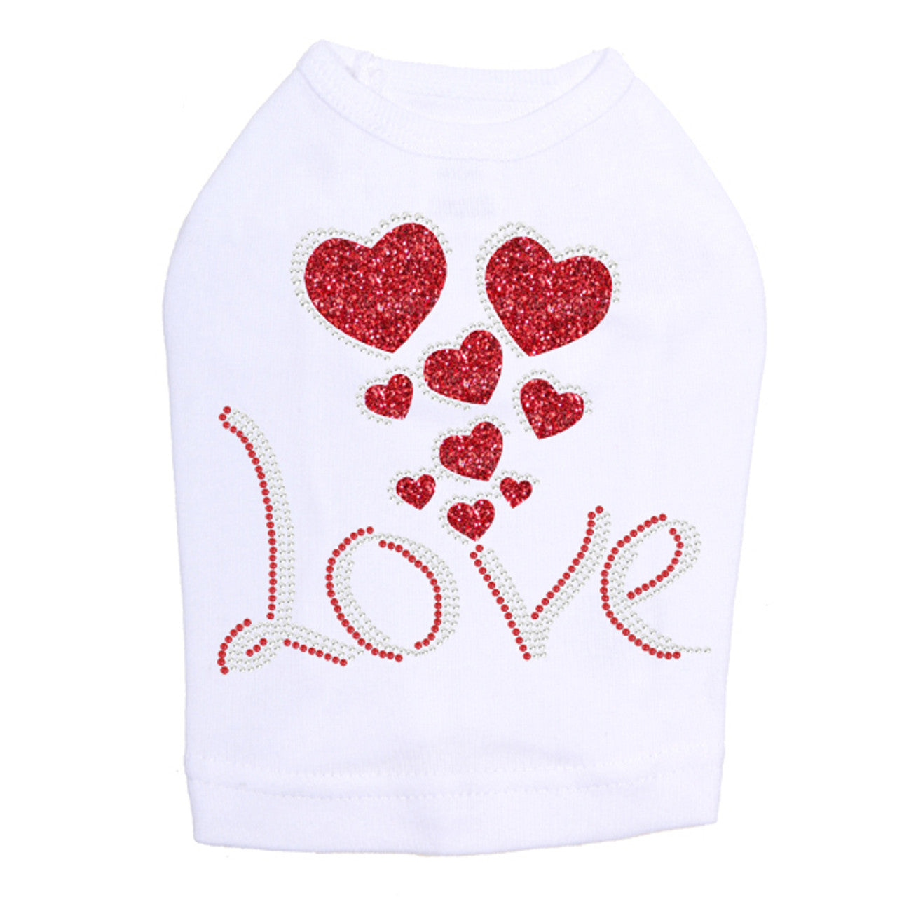 Love with Red Glitter Hearts - Dog Tank