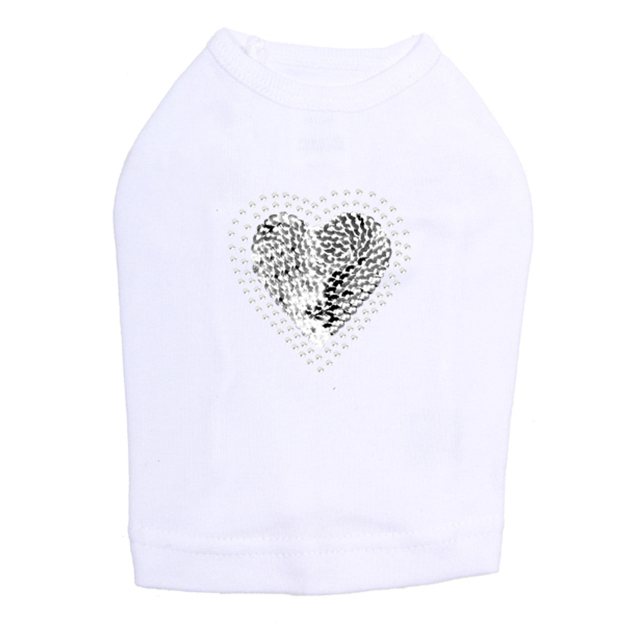 Sequin Silver Heart - Dog Tank