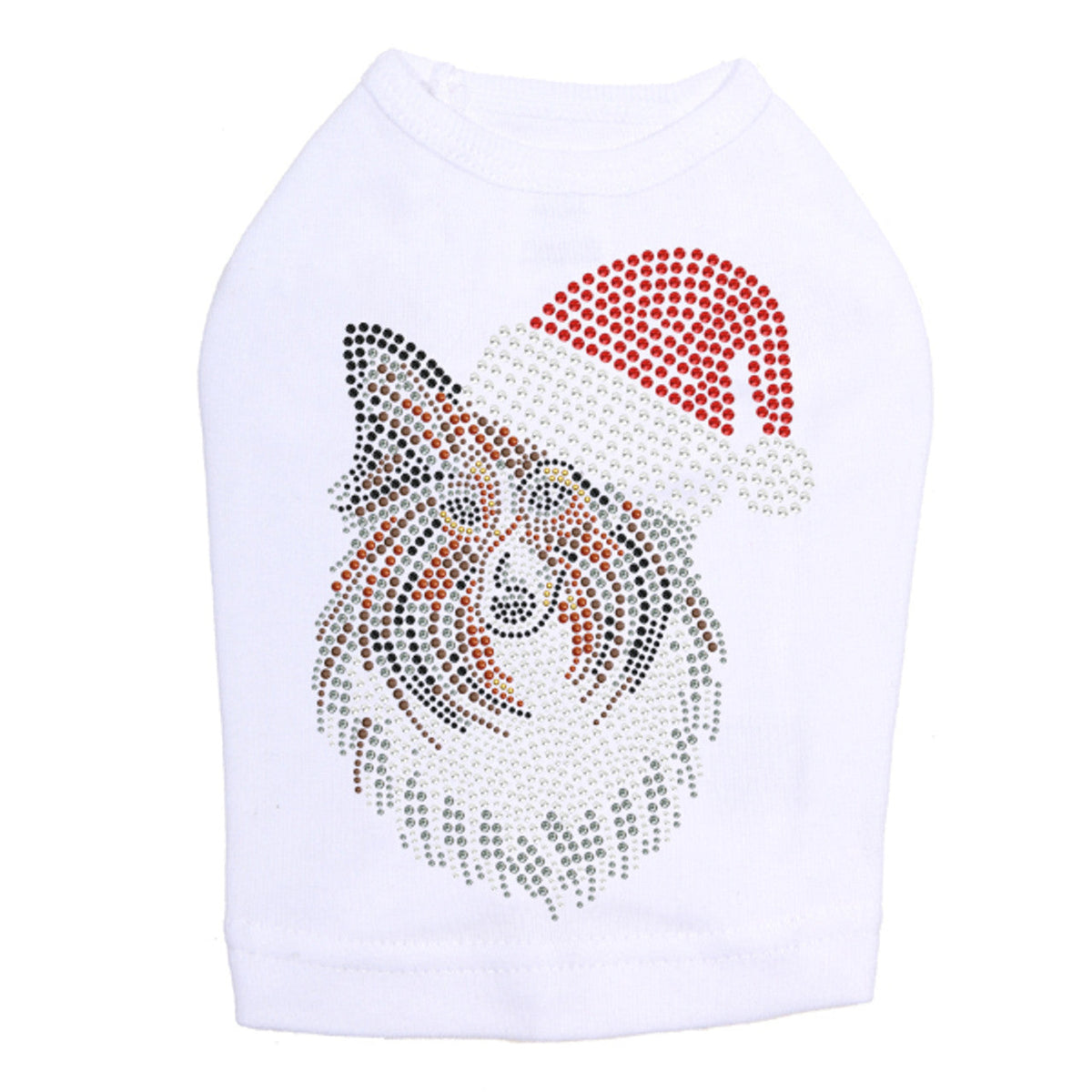 Sheltie Face with Santa Hat - Dog Tank
