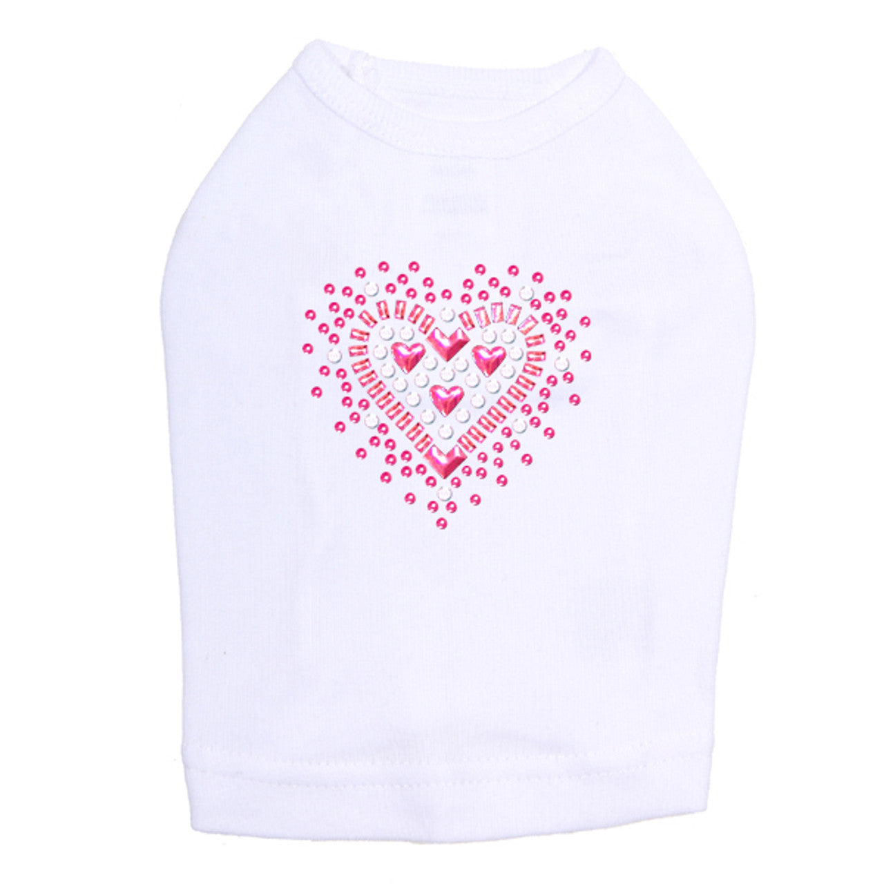 Pink Austrian crystal Heart - Dog Tank