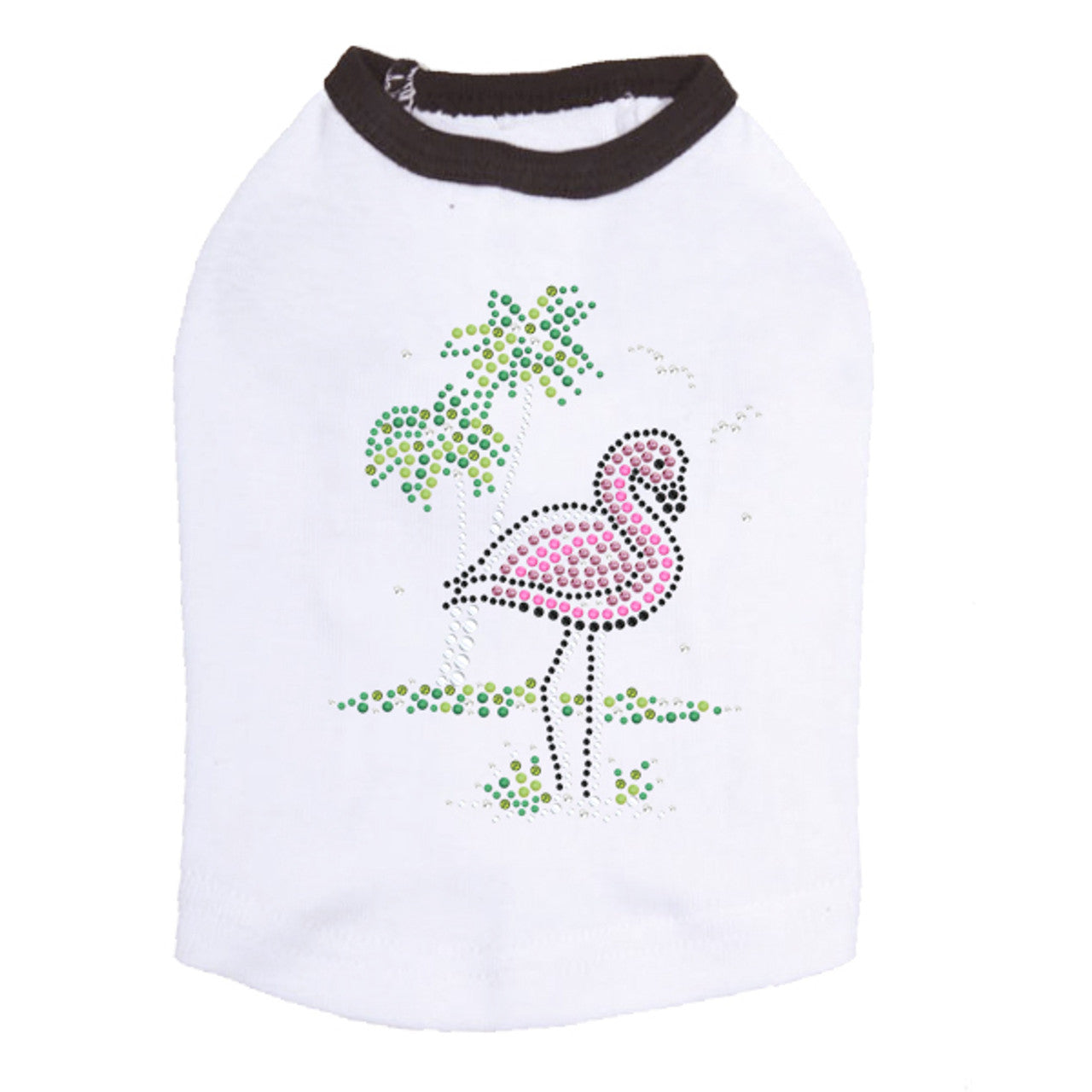 Pink Flamingo with Palm Trees - Dog Tank