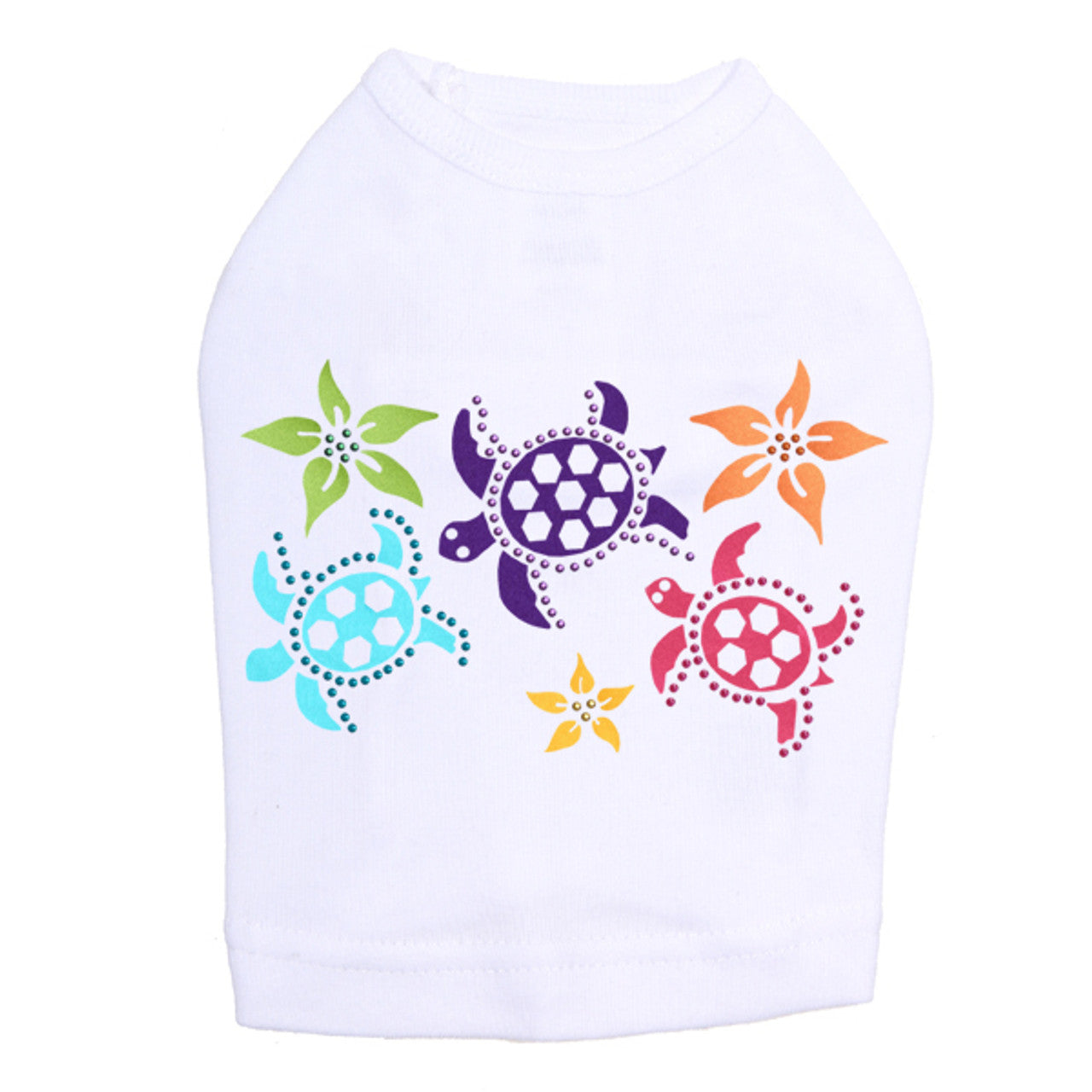 Satin Sea Turtles with Flowers - Dog Tank