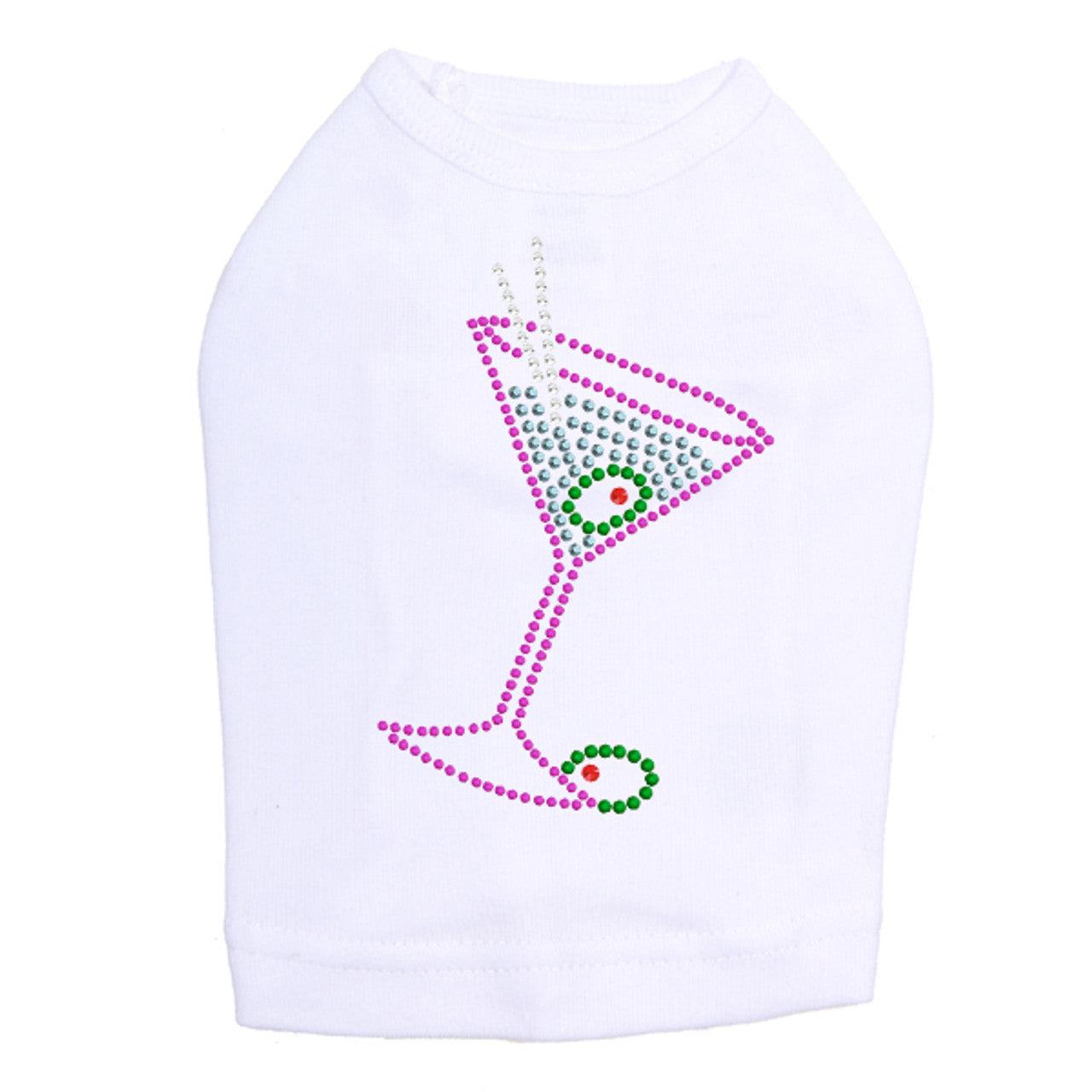 Martini - Fuchsia with Blue Rhinestones - Dog Tank